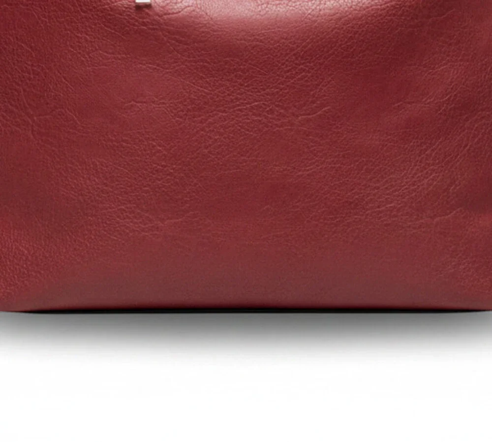 Rich Red Leather Hobo Bag with Braided Trim & Tassel Detail